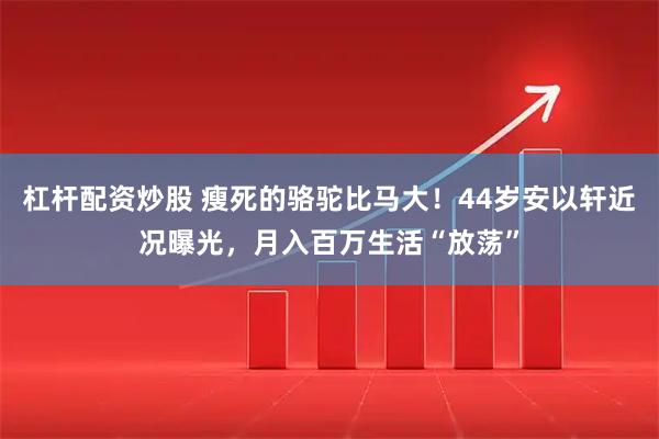 杠杆配资炒股 瘦死的骆驼比马大!44岁安以轩近况曝光,月入百万生活“放荡”